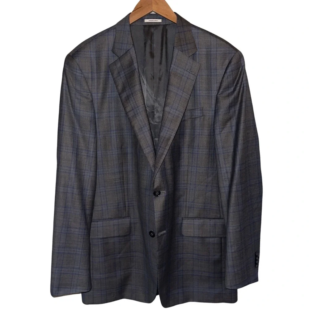 Peter Millar Crown Crafted Wool Blazer Windowpane Plaid Made in Canada - Picture 2 of 12